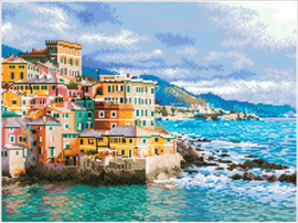 Diamond Dotz Winter day view, Boccadasse, Genoa, Italy - Needleart World   nw-dd12-068