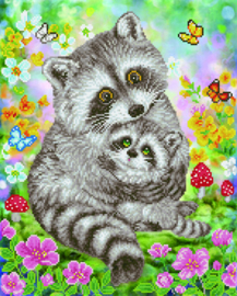 Diamond Dotz Sweet Racoons - Needleart World    nw-dd09-054