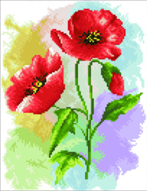 Diamond Squares Poppy Poster - Needleart    nw-dq08-025