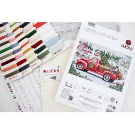 Borduurpakket Red Christmas Truck - Luca-S     ls-bu5101