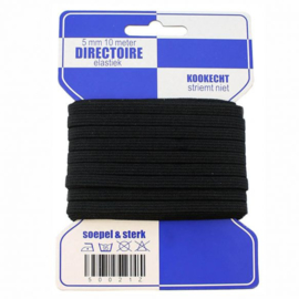 Blauwe kaart directoire elastiek 6 mm / 10 Meter / zwart