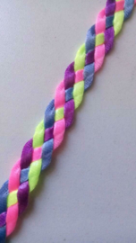 Gevlochten bandje van 10 mm  / Fleurige kleurtjes