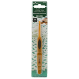 Clover Softgrip Touch haaknaald aluminium 6.00mm / CL 1010