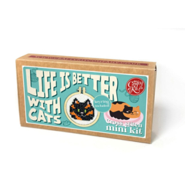 Borduurpakket Matchbox - Life is Better with Cats - ckc-mb-203