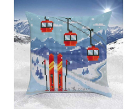 Kussen uittel borduurpakket Aline Skiing - Collection d'Art    cda-5490cc