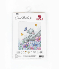 Borduurpakket Elephant with Butterfly - Luca-S  ls-b1183