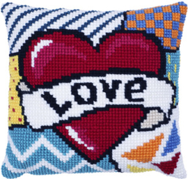 Kussen borduurpakket Patchwork Love - Needleart World  nw-lh09-004