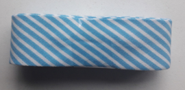 Bosje Biaisband met strepen 20 mm / licht blauw wit