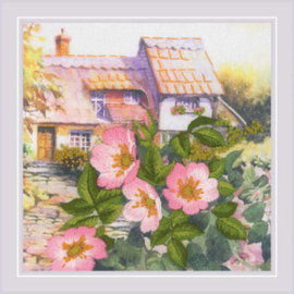 Borduurpakket Rose Hip in the Garden - Satin Stitch - RIOLIS   ri-pt0097