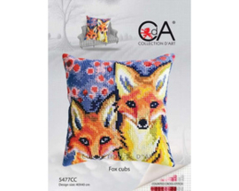 Kussen uittel borduurpakket Fox Cubs - Collection d'Art    cda-5477cc