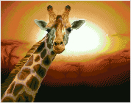 Diamond Squares Sunset Giraffe Amboseli   nw-dq10-029