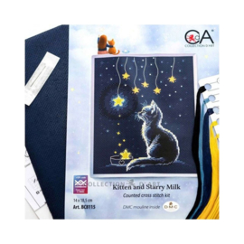 Borduurpakket Kitten and Starry Milk - Collection d'Art     cda-bc8115
