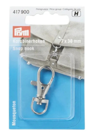 Prym Karabijnhaken / musketonhaak 7x38mm zilver / 417 900