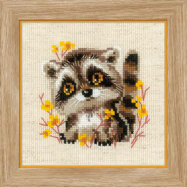 Borduurpakket Little Raccoon - RIOLIS / Kleine Wasbeer  ri-1754