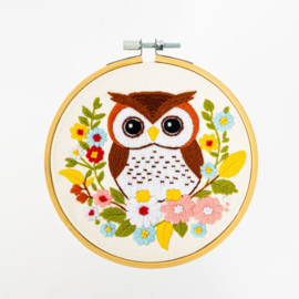 Vrij borduren pakket Floral Owl - Milpoint      mil-e1-023k