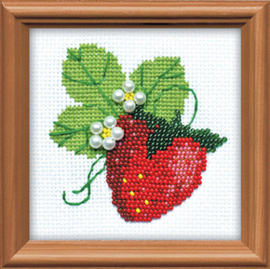 Borduurpakket Garden Strawberry - RIOLIS    ri-1165