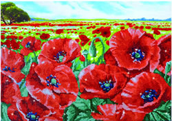 Diamond Dotz Red Poppy Field - Needleart World    nw-dd10-013