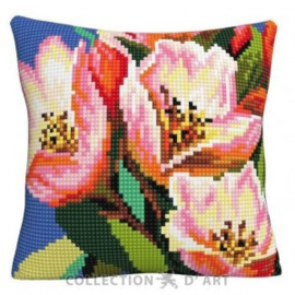 Kussen borduurpakket Colorful Floral Pattern - Collection d'Art    cda-5514