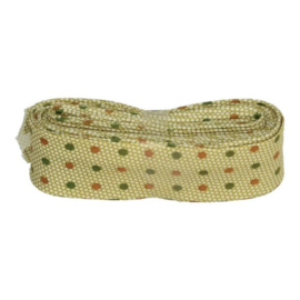 Bosje Biaisband met stippen 20 mm / Groen met bruin