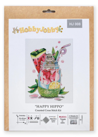 Borduurpakket Happy Hippo - Hobby Jobby     hj-008