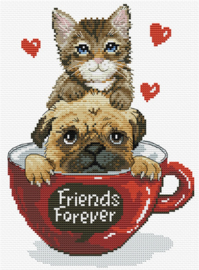 Voorbedrukt borduurpakket Friends Forever - Needleart World    nw-nc340-041