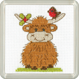 Borduurpakket Highland Coaster - Robin & Holly - Heritage Crafts      hc-1837a