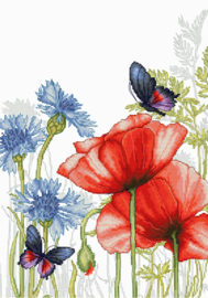 Borduurpakket Poppies and Butterflies - Luca-S    ls-bu4018