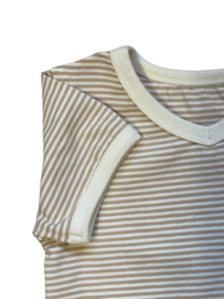 V hals shirtje stripes beige ecru