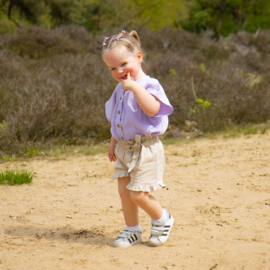 Linnen ruffleshort zand