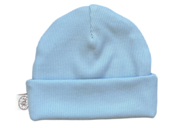 Mutsje ribtricot lichtblauw