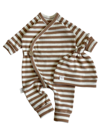 Boxpakje rib strepen camel