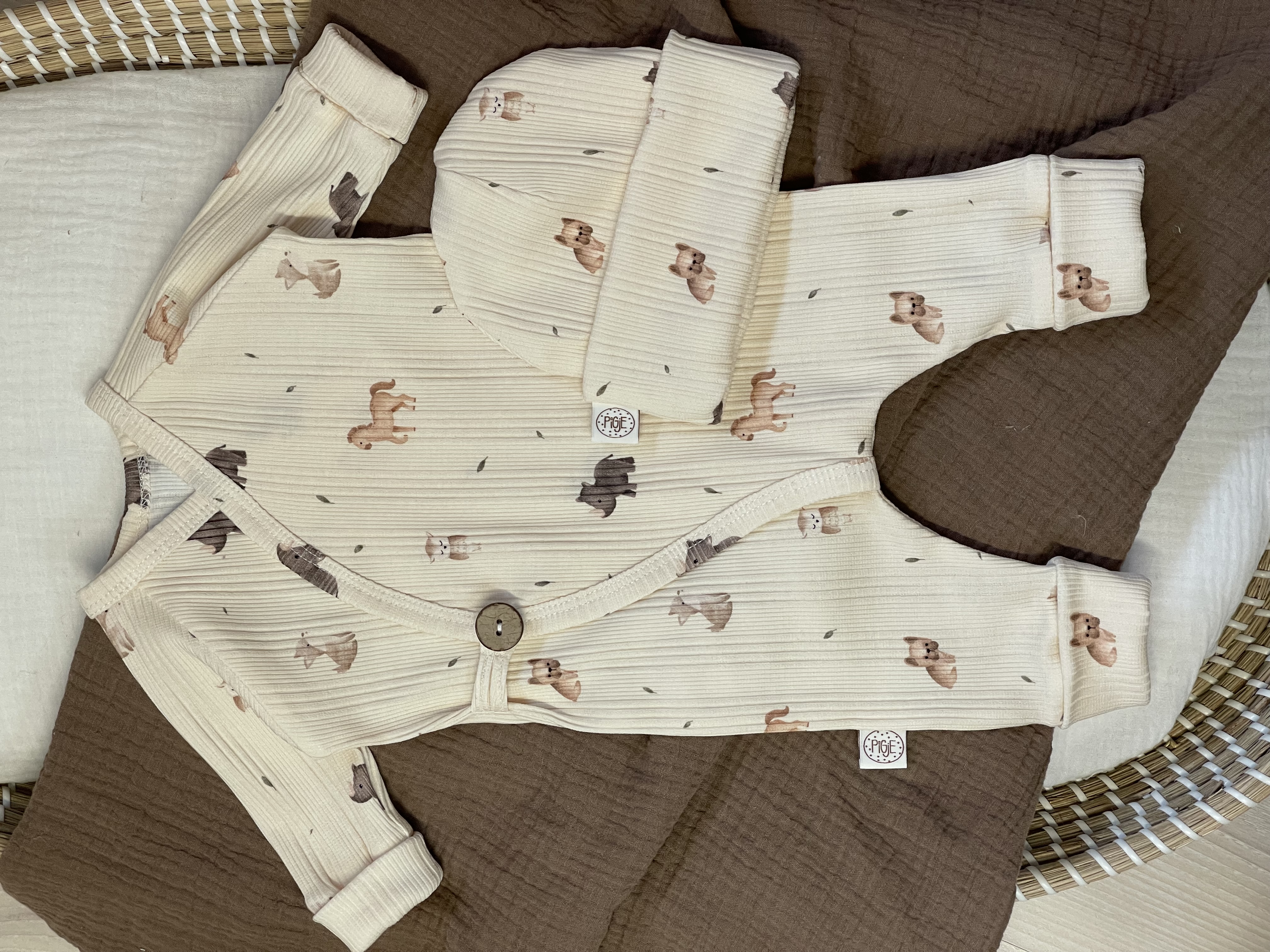 Overslagboxpakje ribtricot diertjes