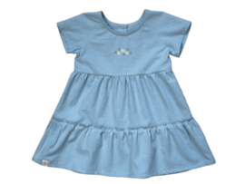 Ruffle jurk washed cotton blauw