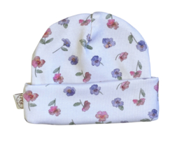 Mutsje ribtricot viooltjes