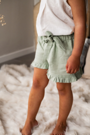 Linnen ruffleshort vintage groen