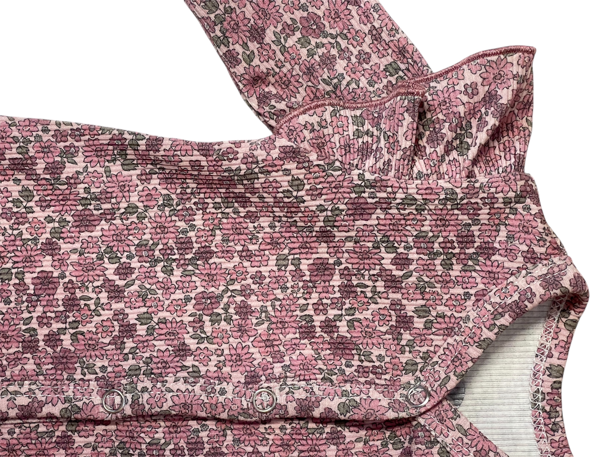 Boxpakje ribtricot met framboos bloemetjes