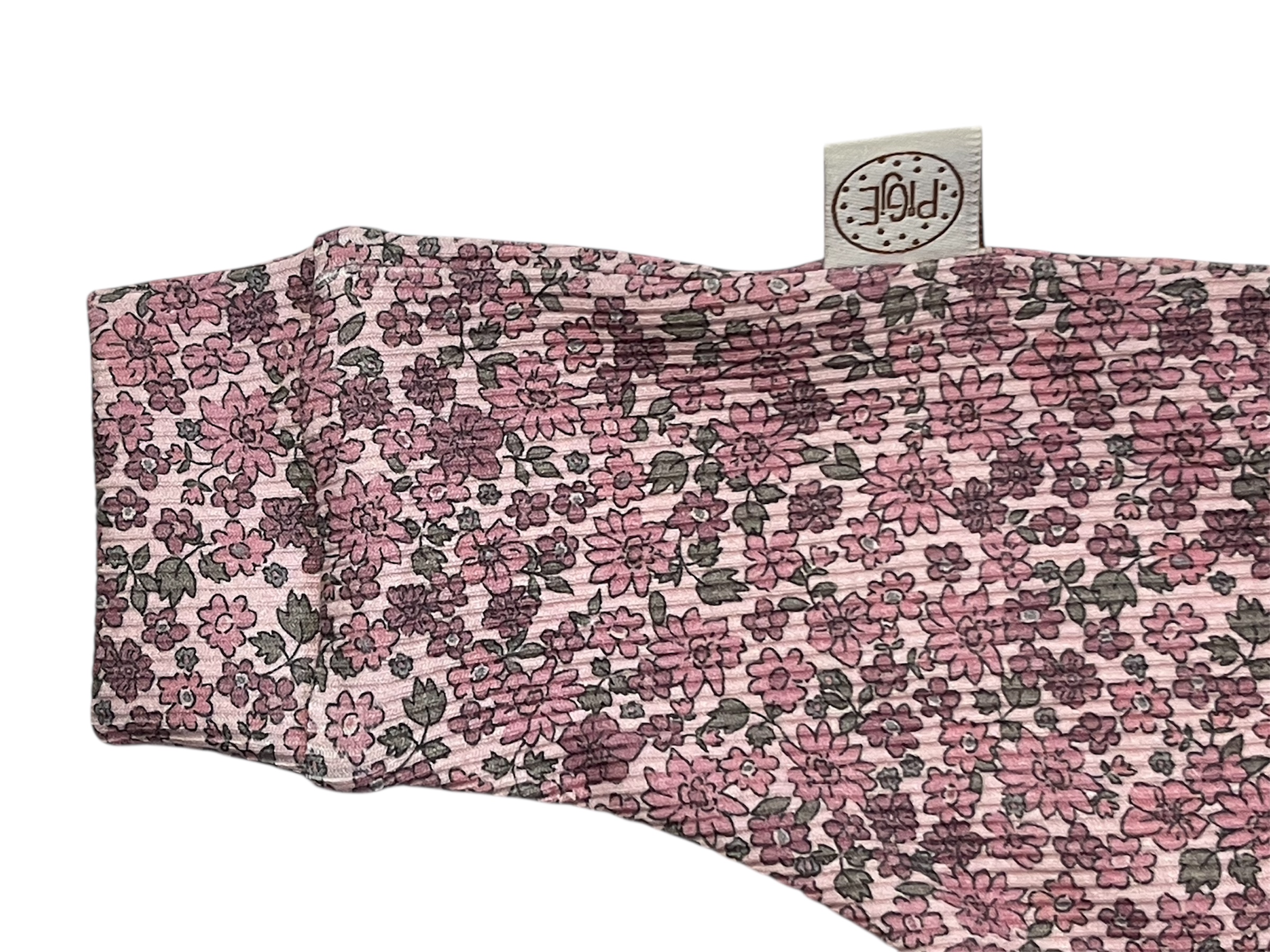 Boxpakje ribtricot met framboos bloemetjes