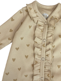 Boxpakje exclusief ribtricot met hartjes camel
