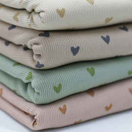 Ribtricot hartjes taupe