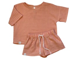 Hydrofiel zomersetje met oversized top en short sorbet