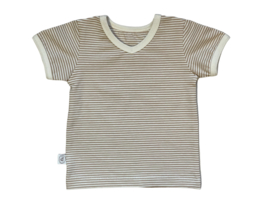 V hals shirtje stripes beige ecru