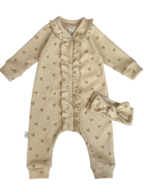 Boxpakje exclusief ribtricot met hartjes camel