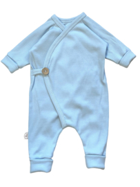 Boxpakje overslag ribtricot lichtblauw