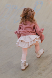 Linnen ruffle skort zand