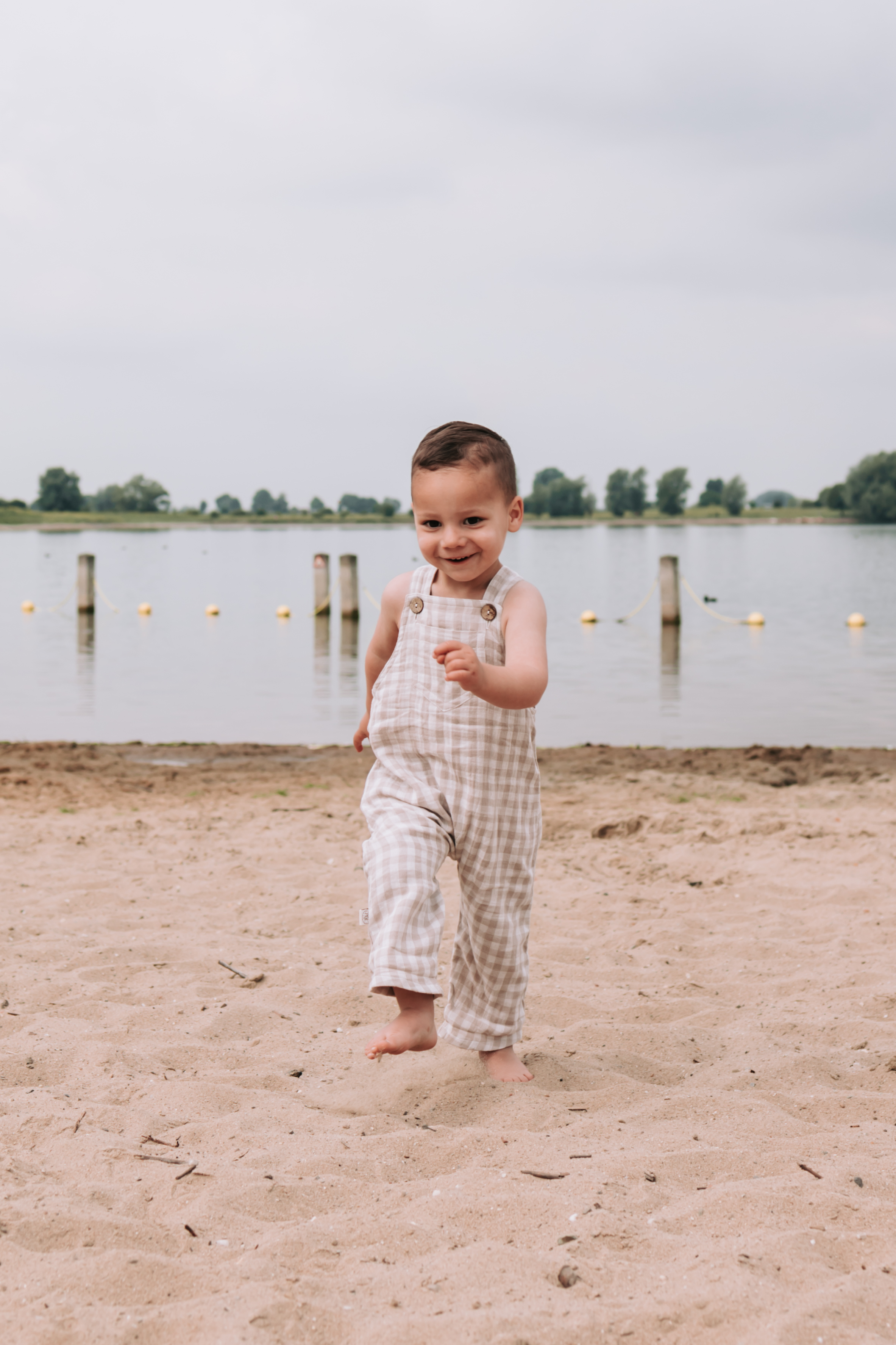 Tuinbroekje hydrofiel ruit zand
