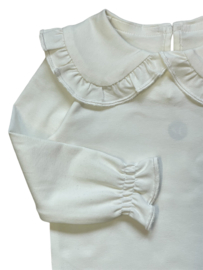 Shirtje met rufflekraag ecru