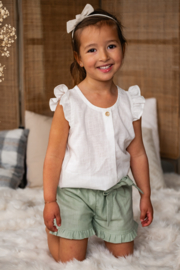 Linnen hemdje met ruffles ecru