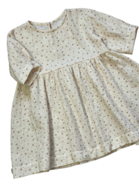 Boho jurk van mousseline sterbloemen naturel