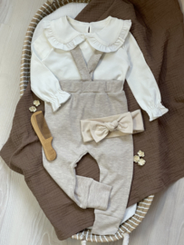 Salopette rib beige melange