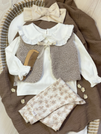 Giletje katoen teddy met effen voering